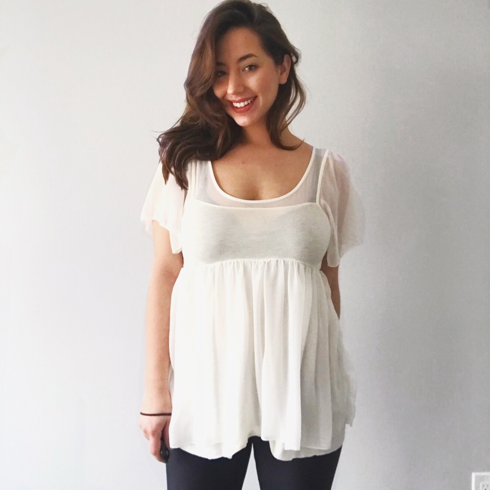 Free people t shirt sheer blouse